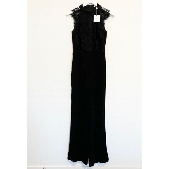 NWT Miss Holly The Label Roya Sheer Lace Jumpsuit Pants Black New Size Small - Picture 1 of 7